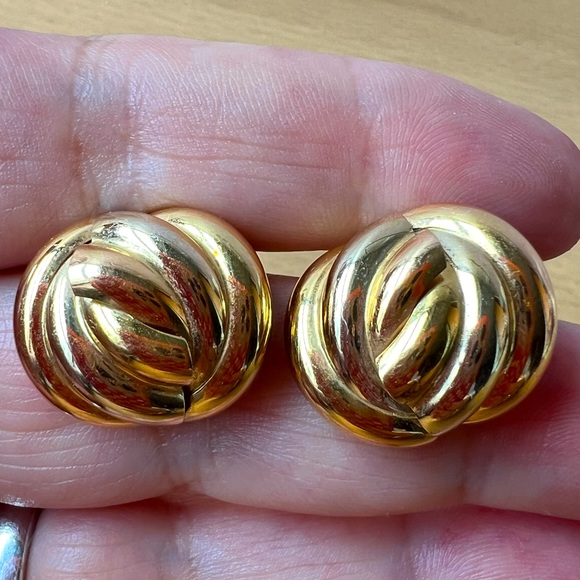 VINTAGE 18K YELLOW GOLD LARGE LOVE KNOT EARRINGS MADE IN ITALY STATEMENT SHOWY - Picture 12 of 16